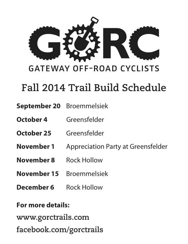 Fall 2014 Trailbuilding Schedule