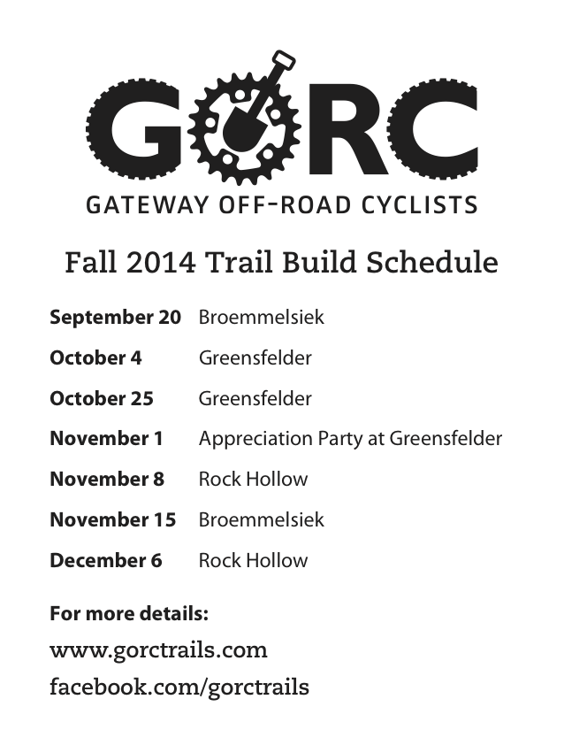 Fall 2014 Trail Building Schedule