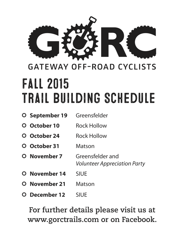 2015 GORC Fall Trail Building Schedule