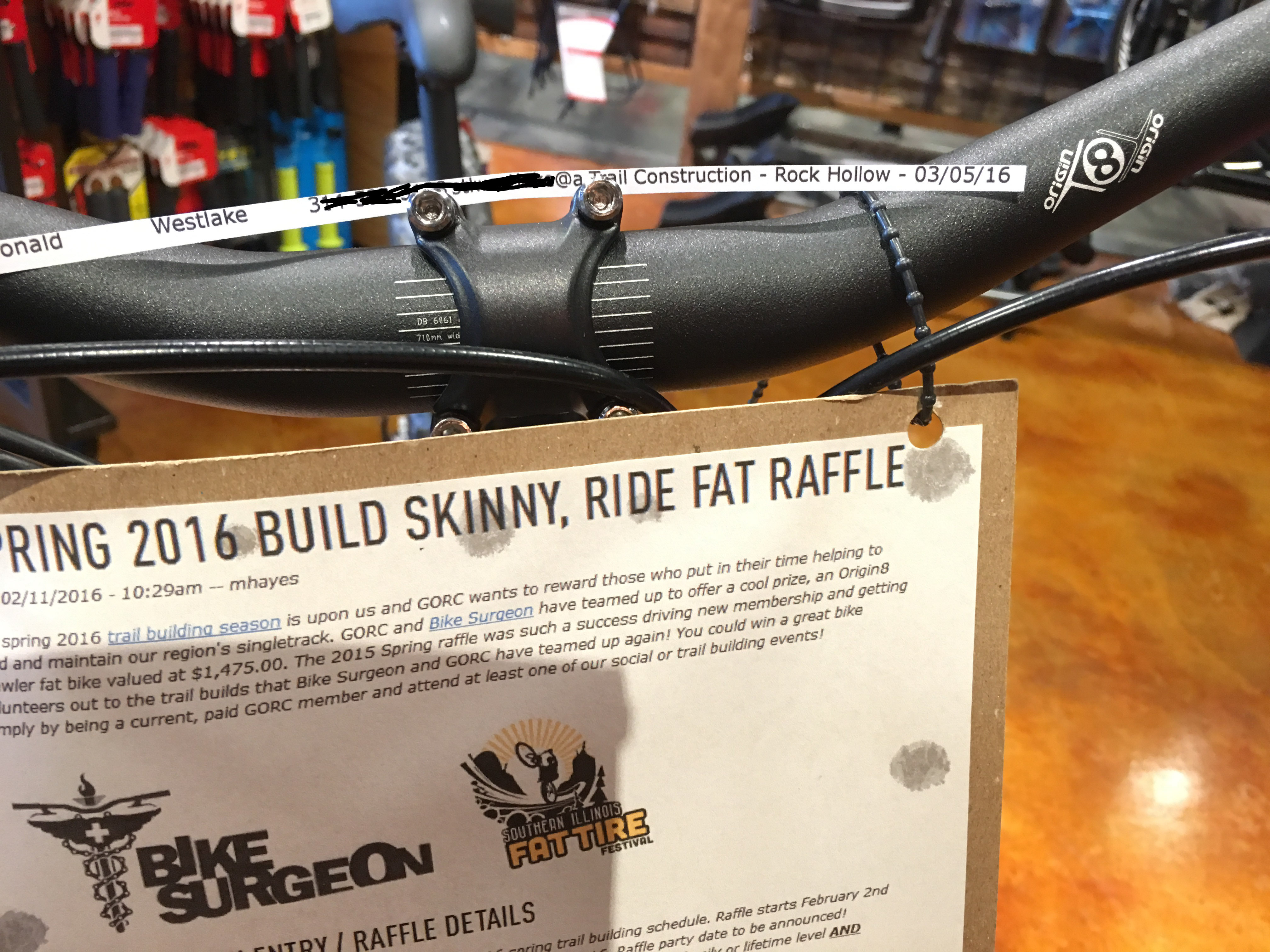 2016 Spring Fatbike raffle party at Bike Surgeon